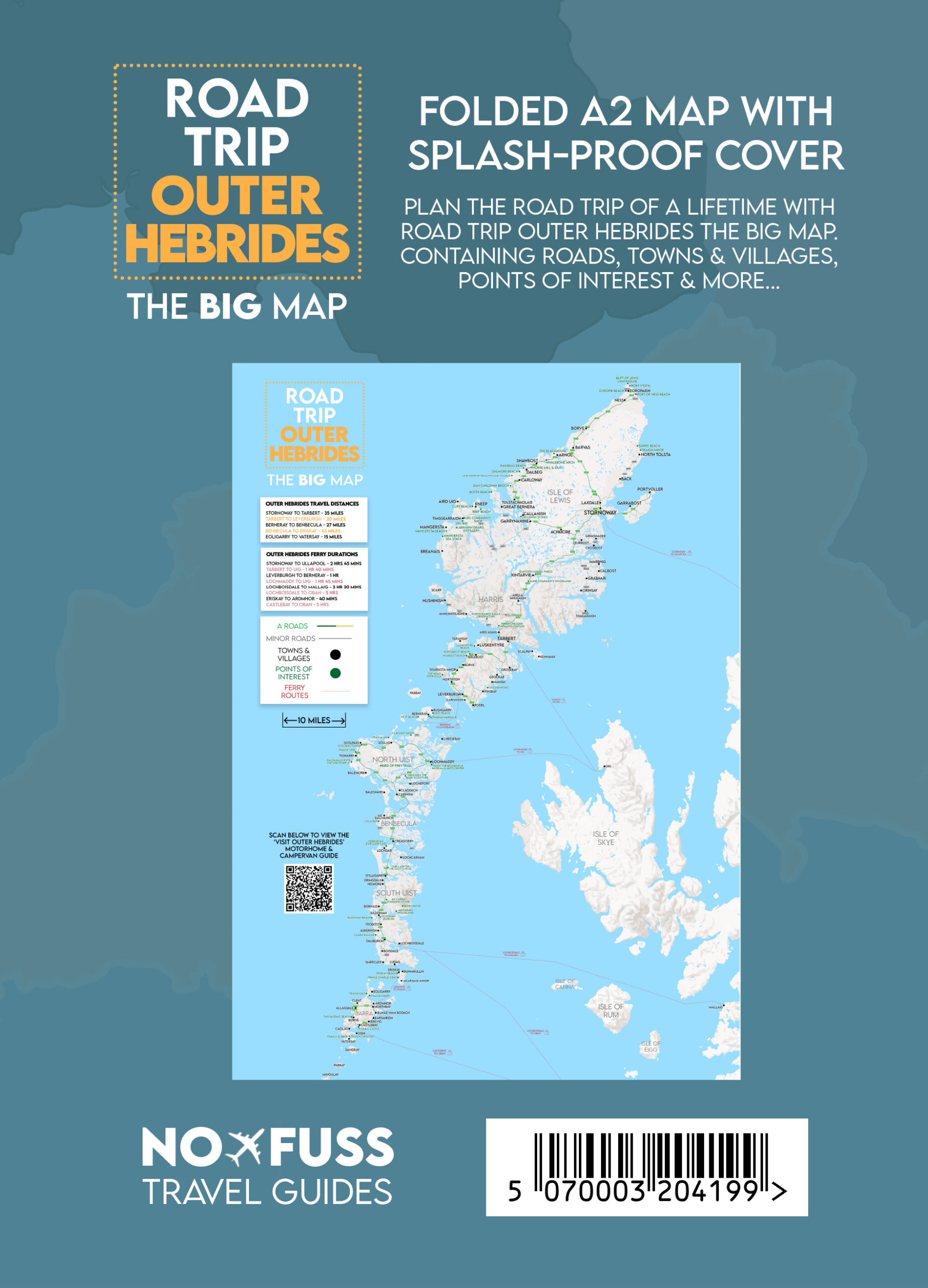 Road Trip Outer Hebrides - The Big Map - A2 Foldable Splashproof Road Map - Image 2